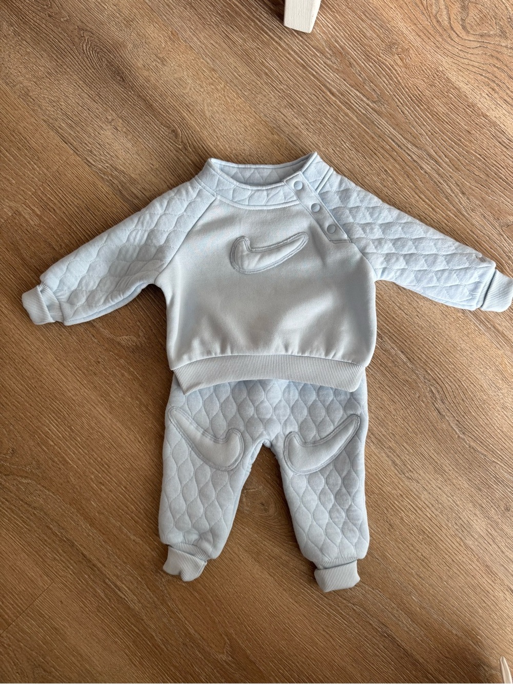 Nike Baby Quilted Sweat Set in Light Blue
